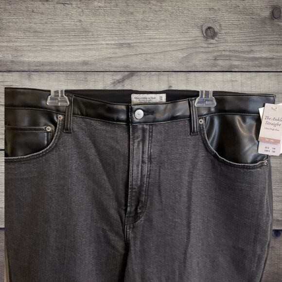 Abercrombie & Fitch Pants Women 18R Faux Leather Ankle Straight Ultra High Rise - Picture 14 of 16